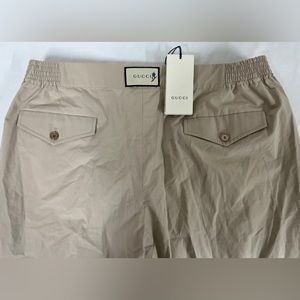 NWT Gucci Beige Poplin Slim Tapered Logo & Flower Patch Pants 54EU/38US $950.00